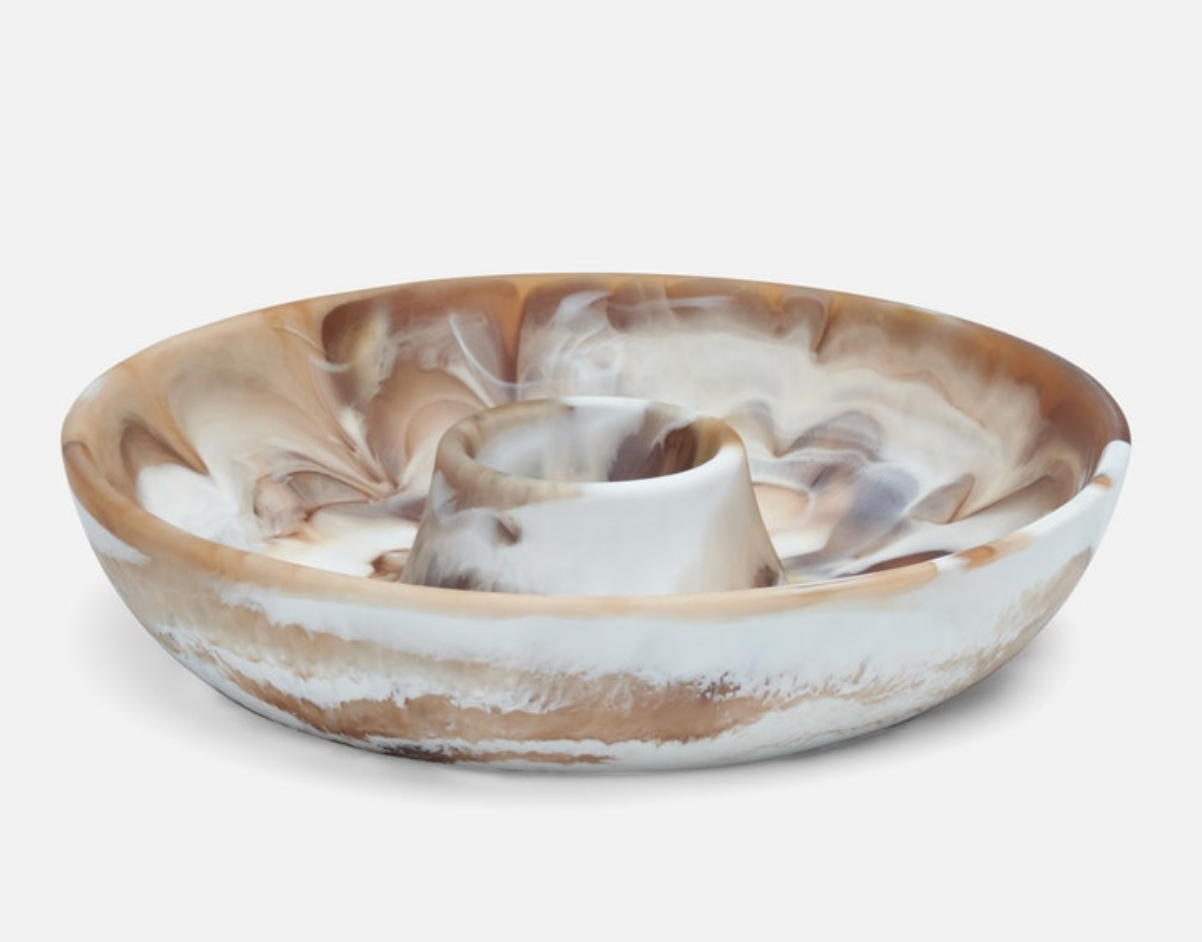 Hugo Brown Swirled Resin Chip and Dip Bowl