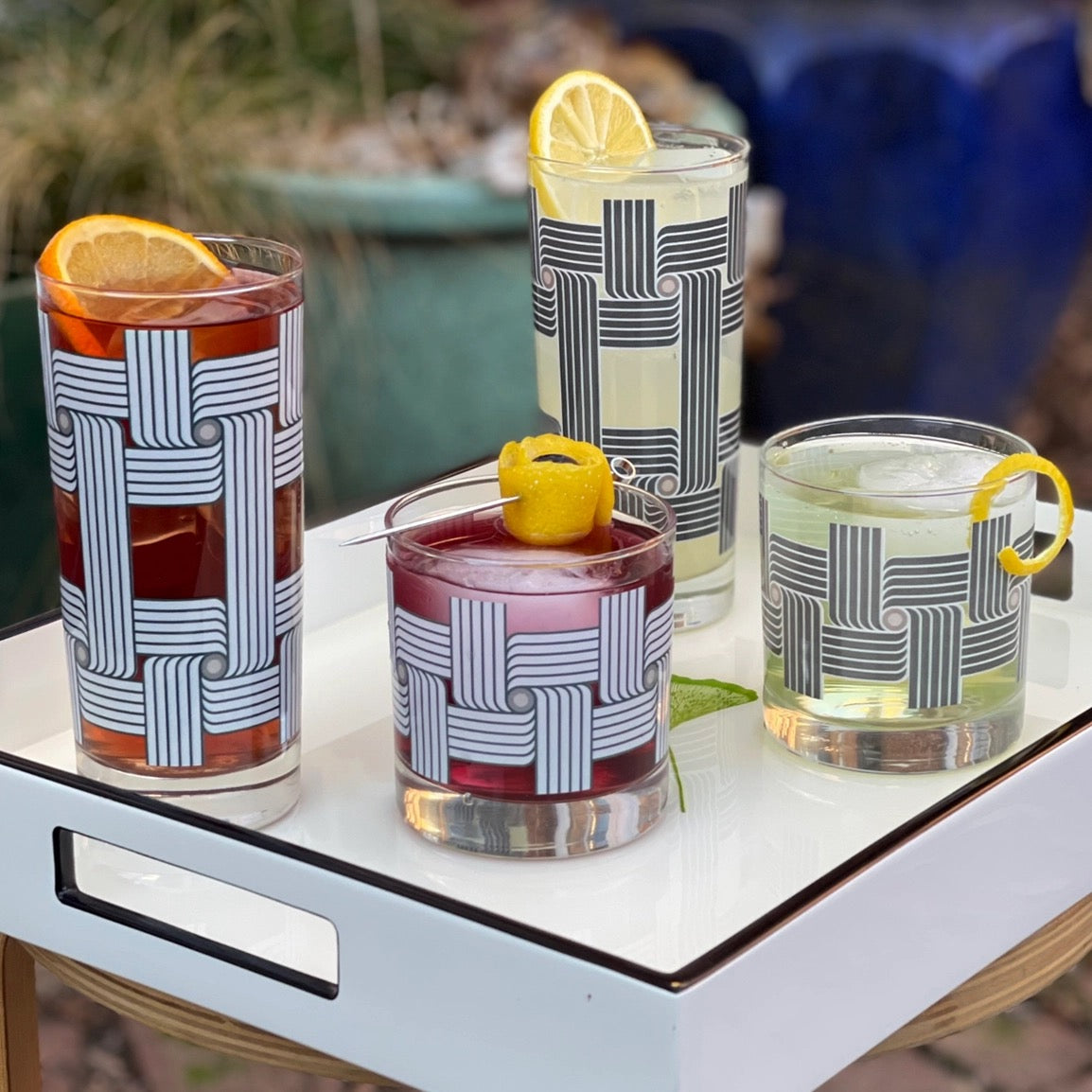 Roundabout Night Rocks Art Deco Drinking Glass