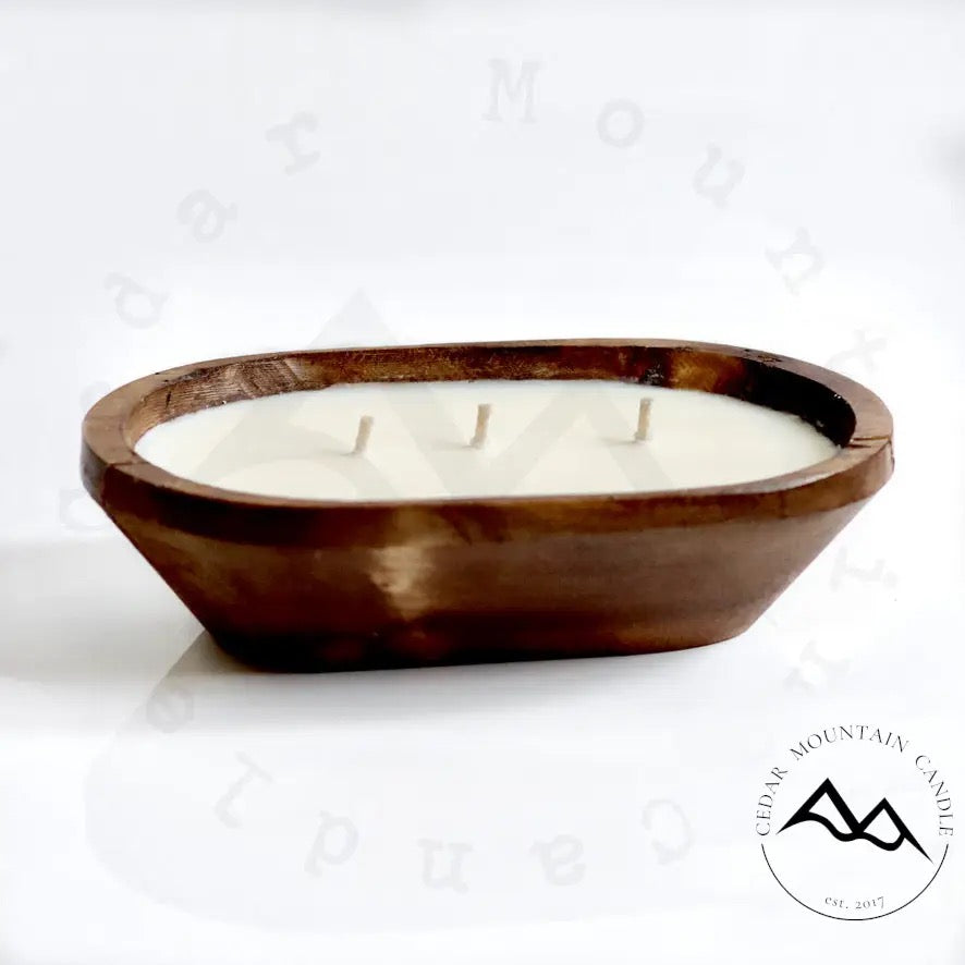 Lemon Citronella Natural Wood Dough Bowl Candle