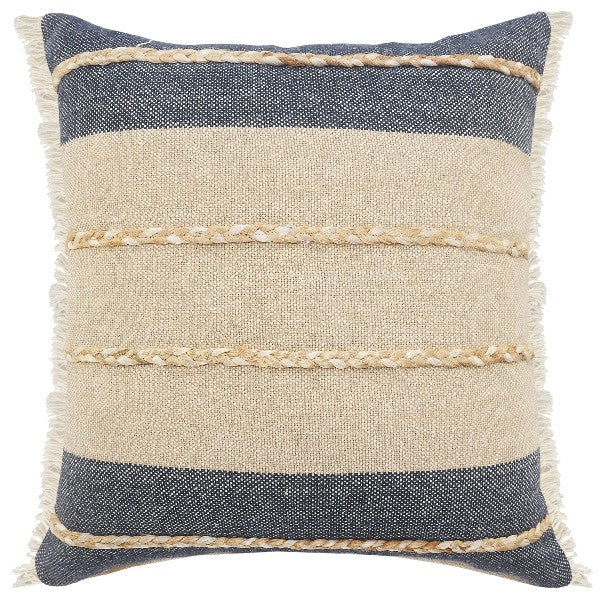 24X24 Pillow in Natural/Navy