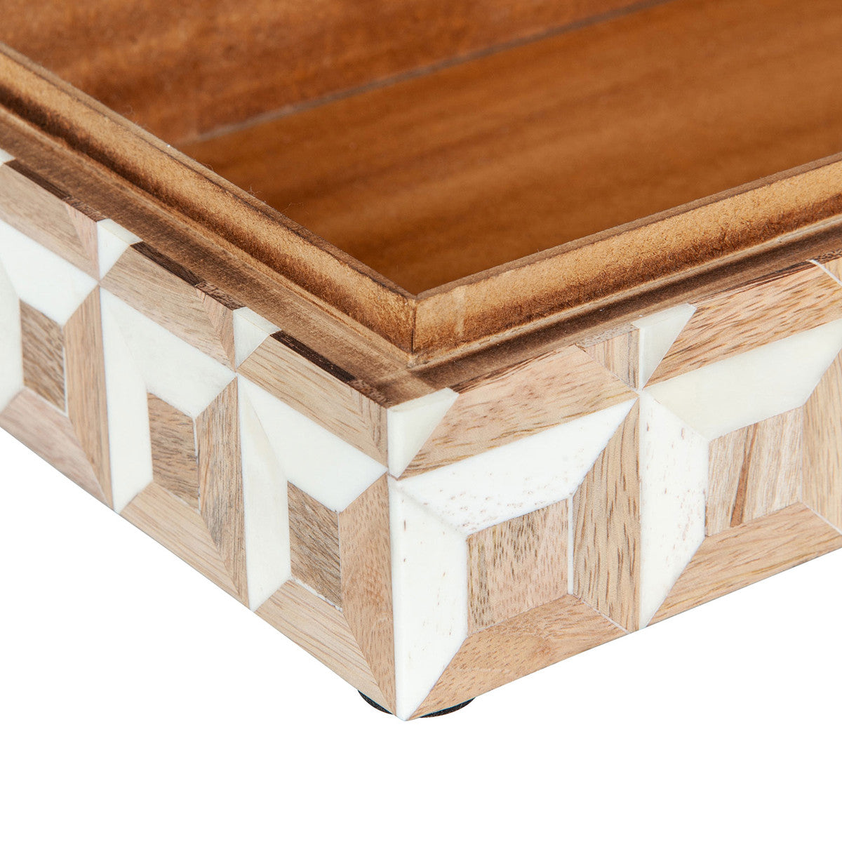 Naima Wood and Bone Decorative Box, White (Set of 2)