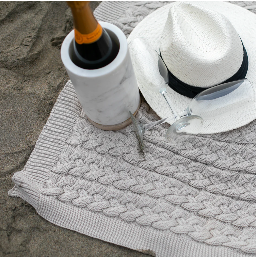 Double Cable Linen Throw - Sand