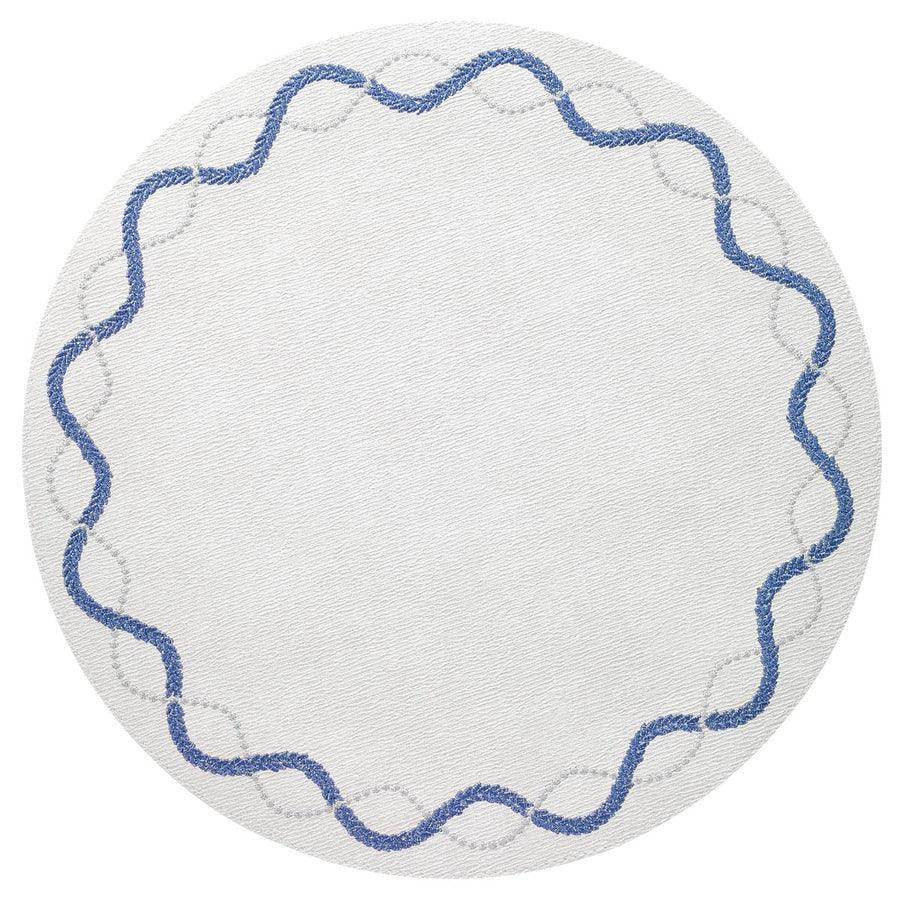 Easy Care Placemats - Set of 4/Olympia Blue Silver Round