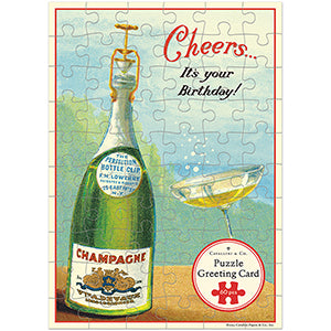Happy Birthday Champagne Puzzle Greeting Card