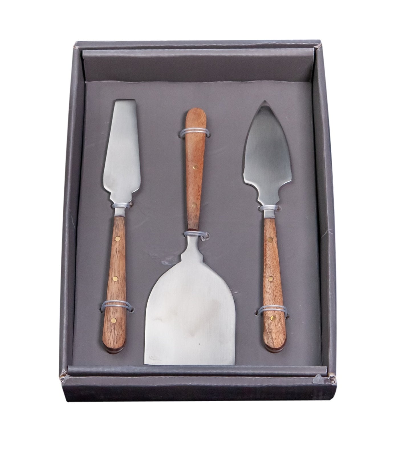 3pc Cheese Knife Set with Wood Handles