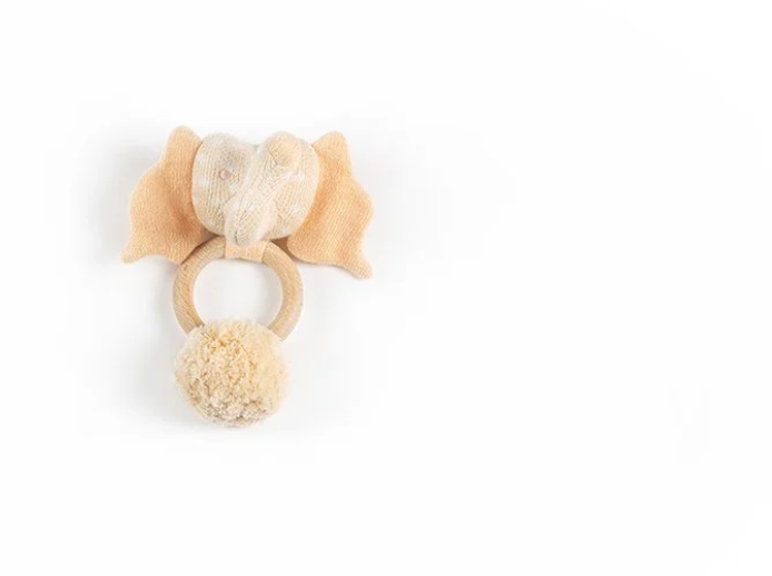 Pink Elephant Knitted Rattle