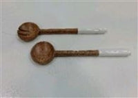 Wooden Salad Servers White set of 2
