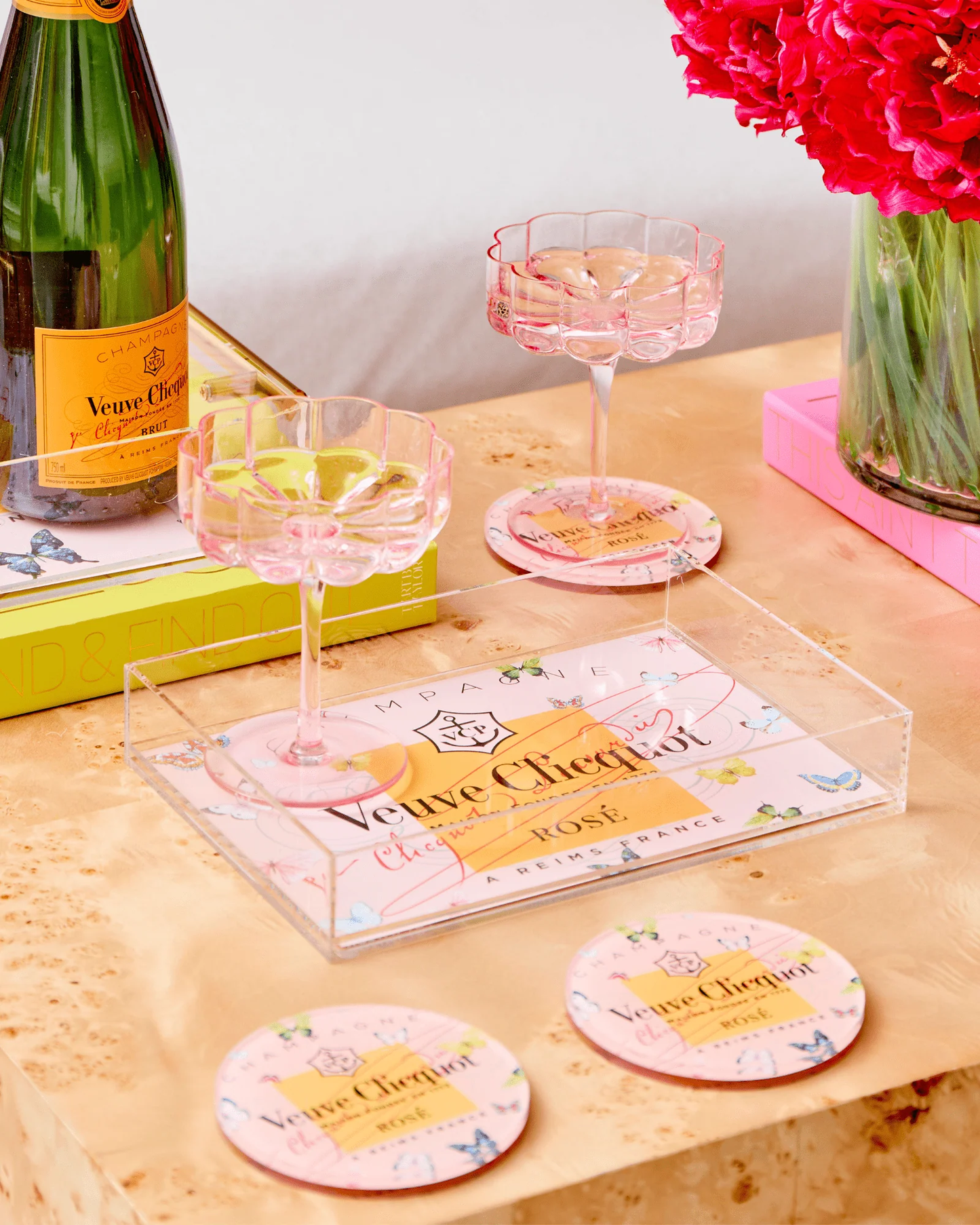 Rose Butterfly Coasters - Set of 4