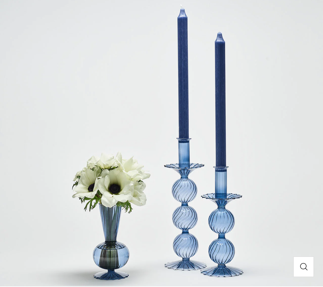 Iris Tall Candle Holder in Cadet, Set of 2 in a Box