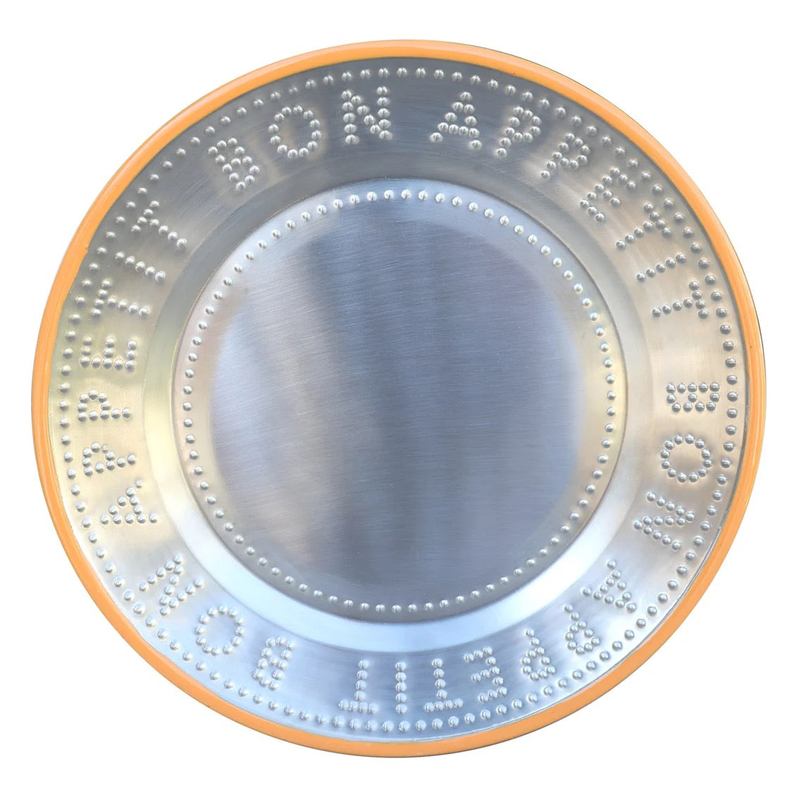 Bon Appetit Orange Metal Picnic Plate
