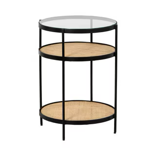 Iron and Glass Round 2 Shelf Side Table