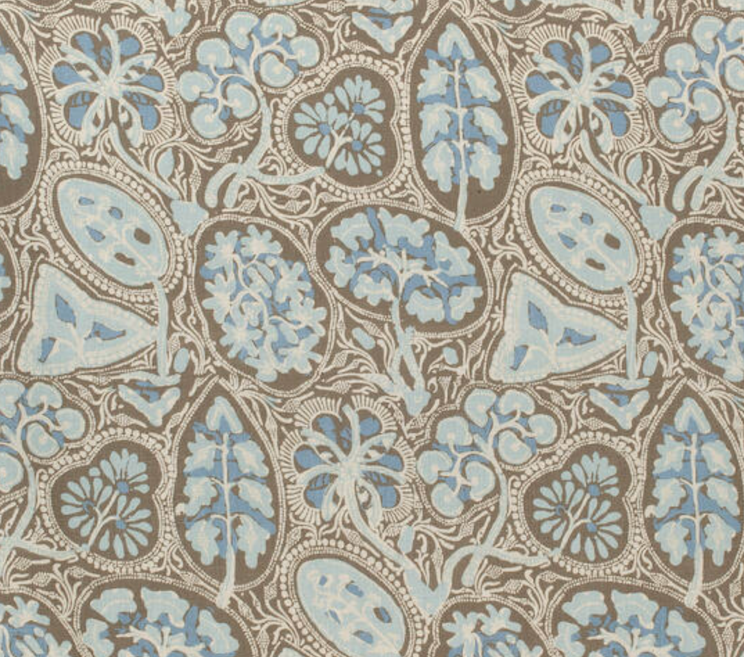 Thibaut Cochin Fabric / Aqua & Brown