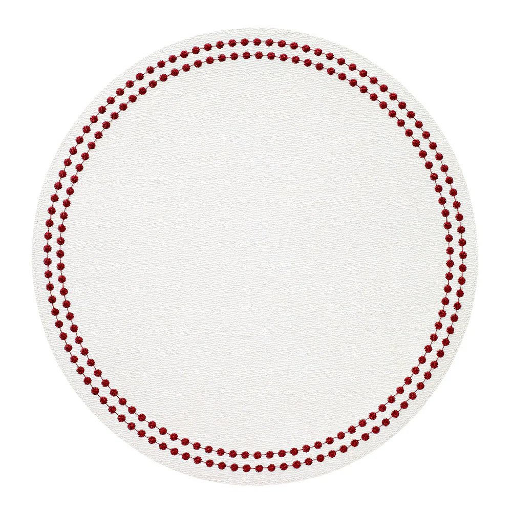 Bodrum Linens Pearls Antique White/Ruby Placemat Set of 4