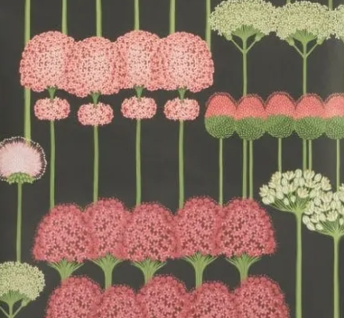 Allium Wallpaper Cole & Sons / Coral, Green & Charcoal