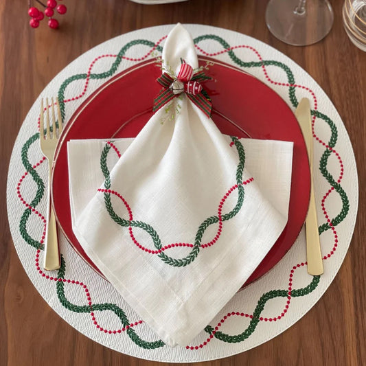 Easy Care Olympia Placemat - Set of 4 - Link Red Green
