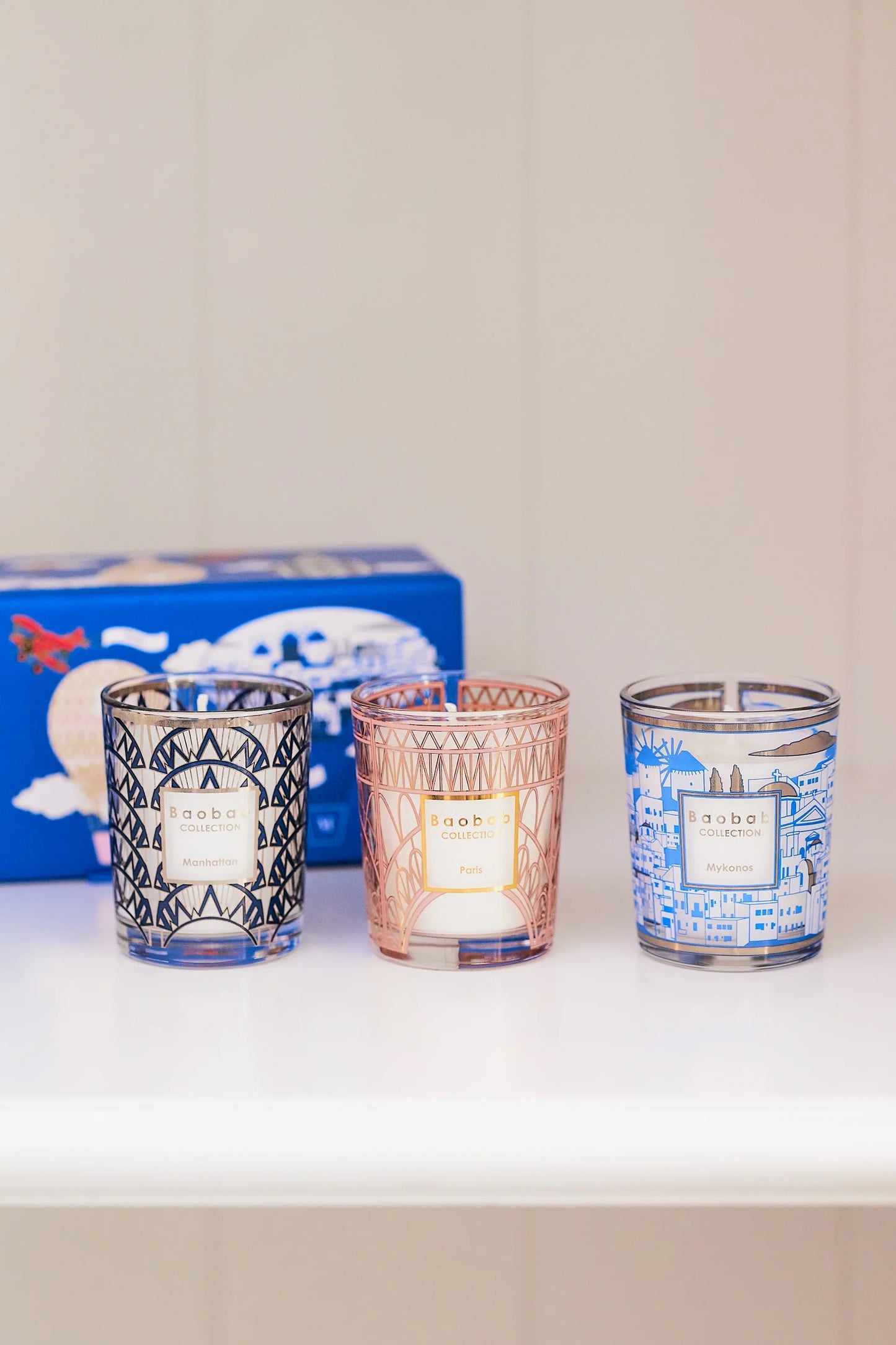 Trio Travel Candles - Manhattan, Paris, Mykonos