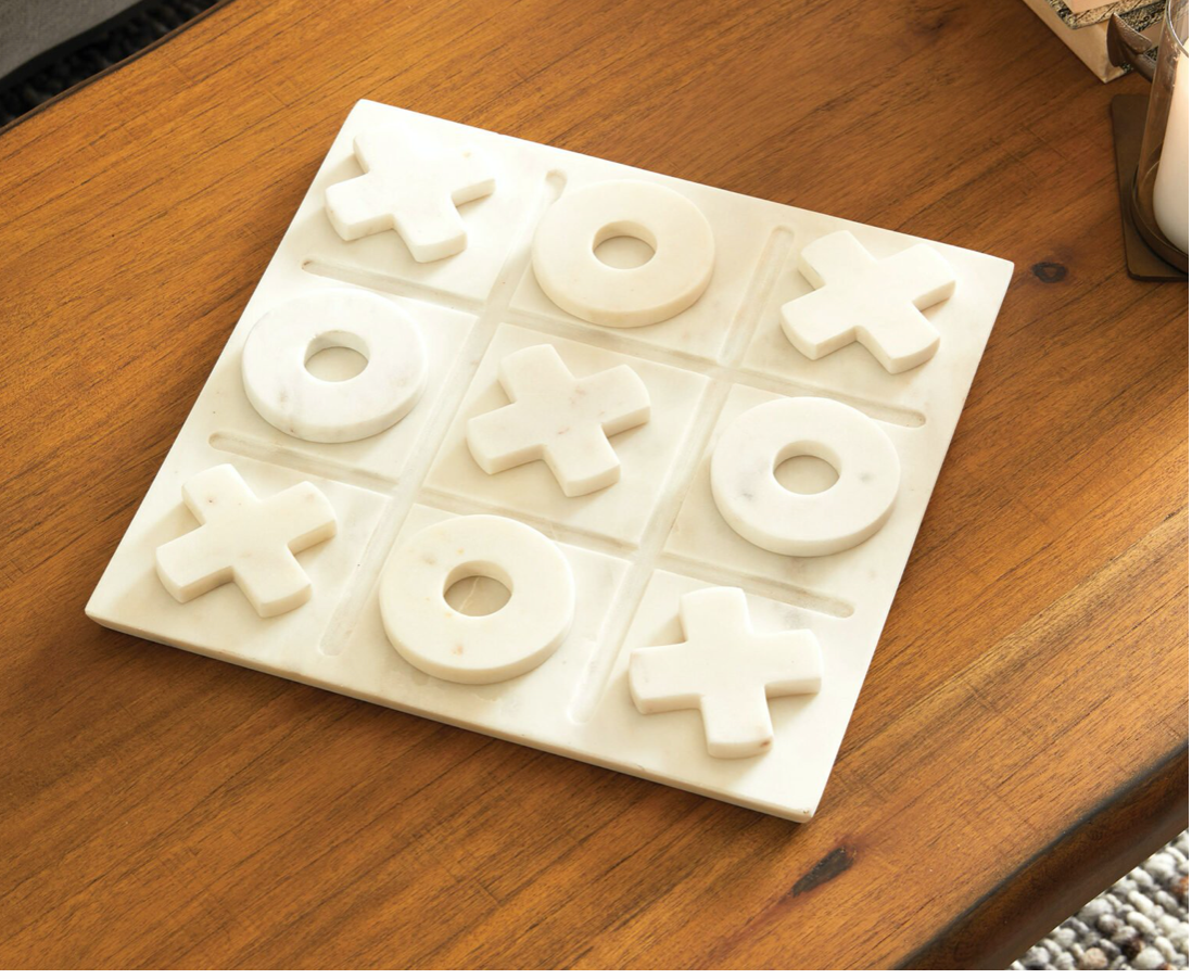 White Marble Tic Tac Toe