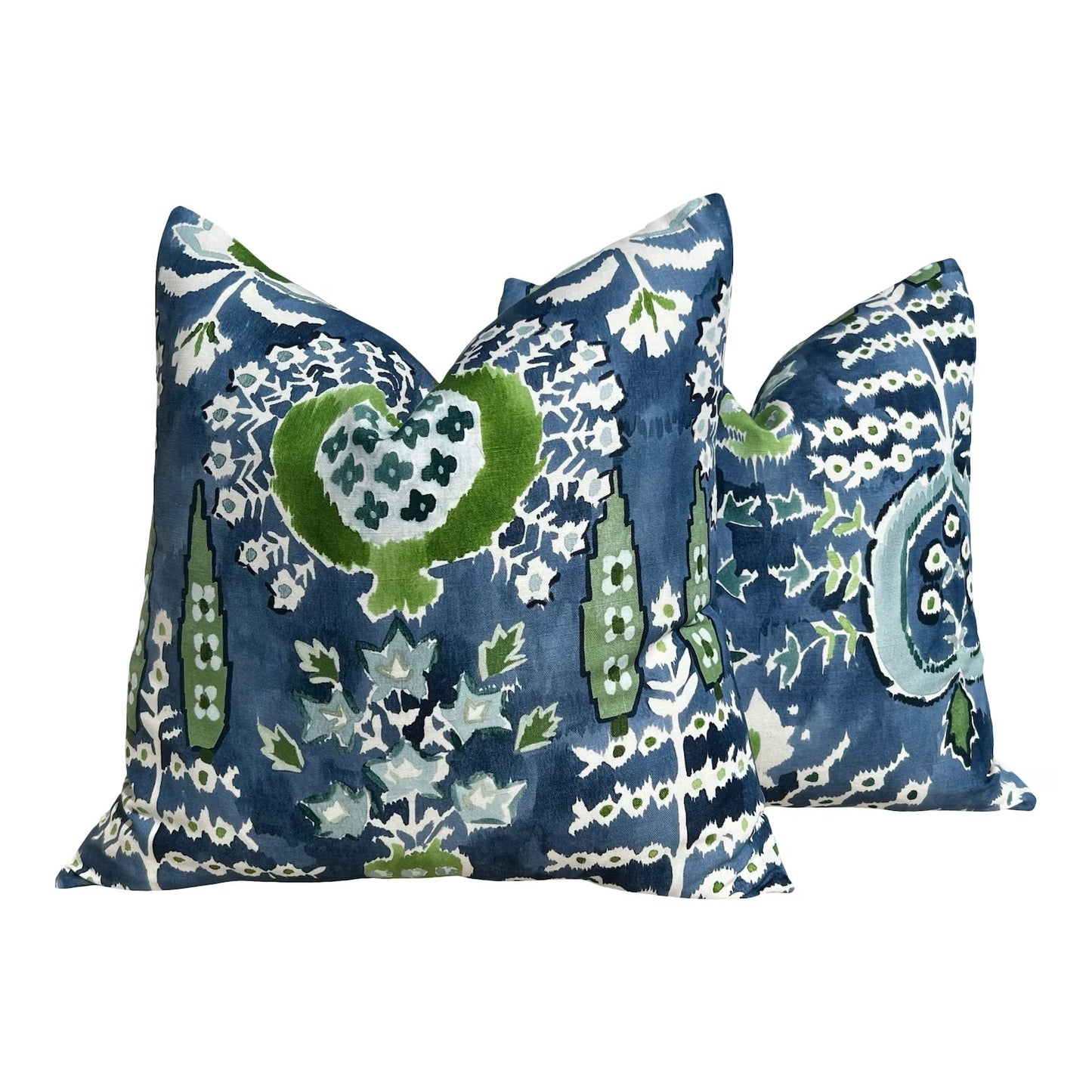 Mendoza Suzani Blue and Green Pillow, 20" x 20"