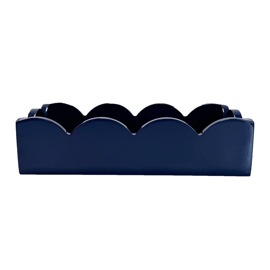 Lacquer Scalloped Guest Towel Holder - Navy