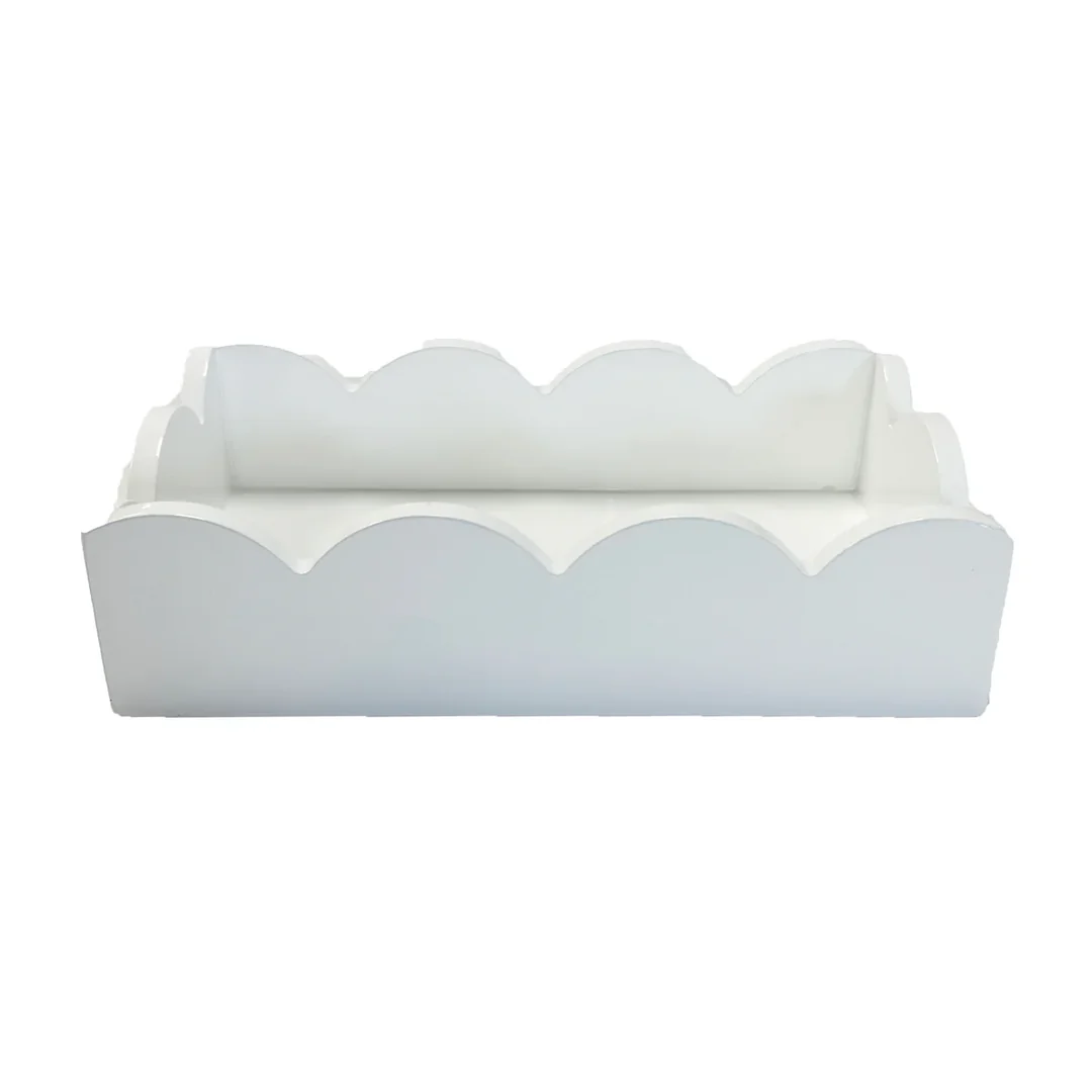 Lacquer Scalloped Guest Towel Holder - White