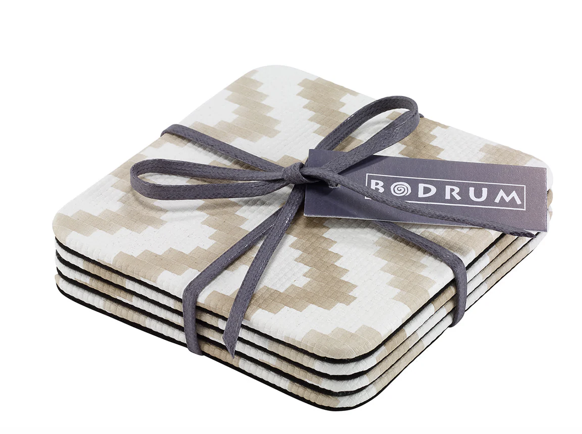 Ripple Beige Square Coasters - Set of 4