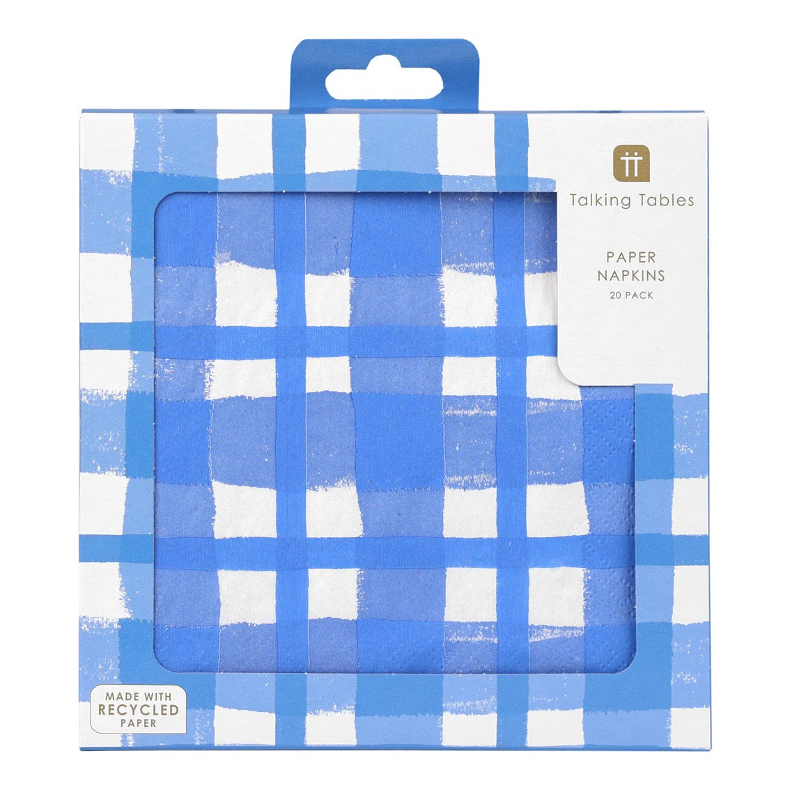 Bon Appetit Blue & White Check Recycled Paper Napkins
