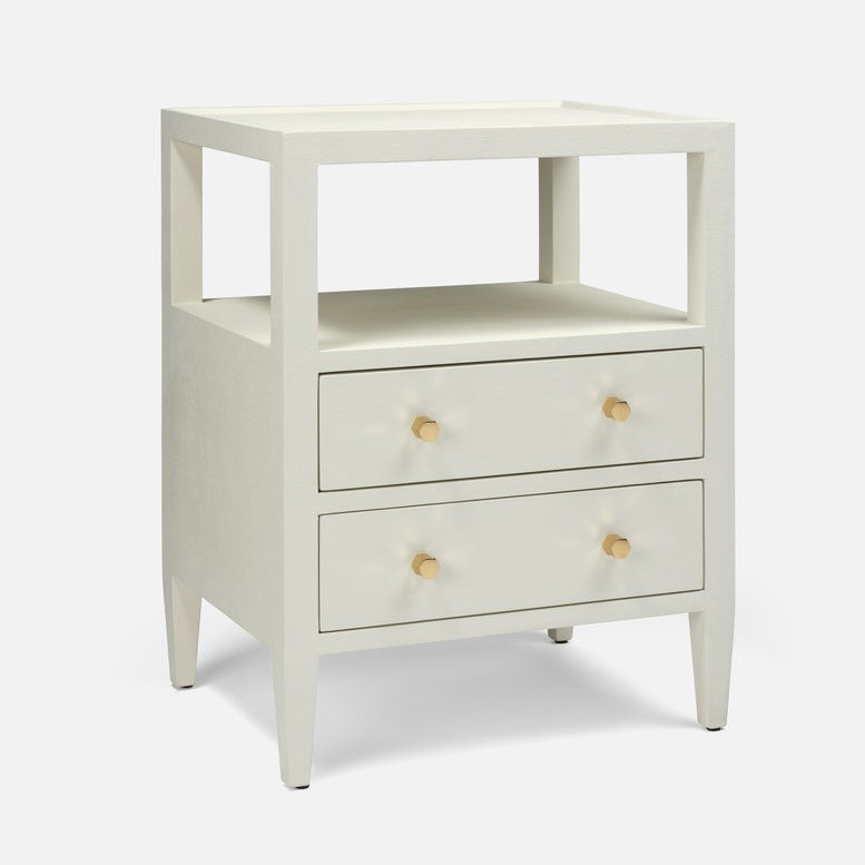 Jarin 24" Nightstand / White Faux Belgian Linen