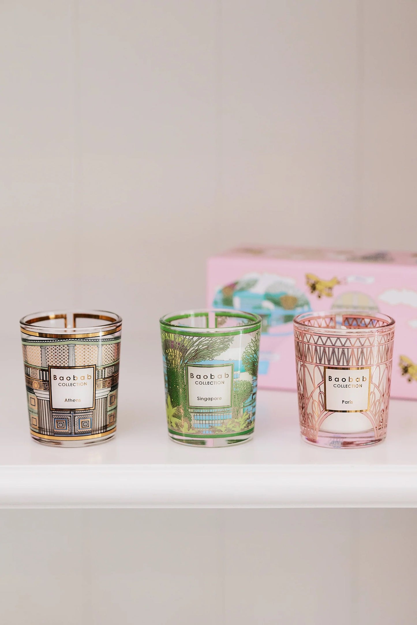 Trio Travel Candles - Singapore, Athens, Paris