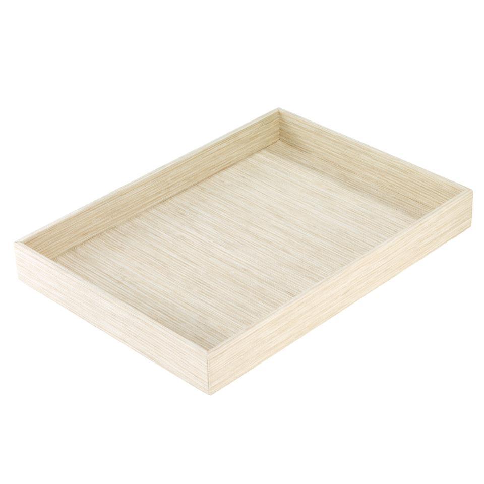 Grasscloth Ecru Rectangle Tray