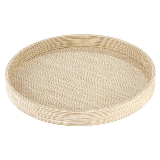Grasscloth Latte Round Tray