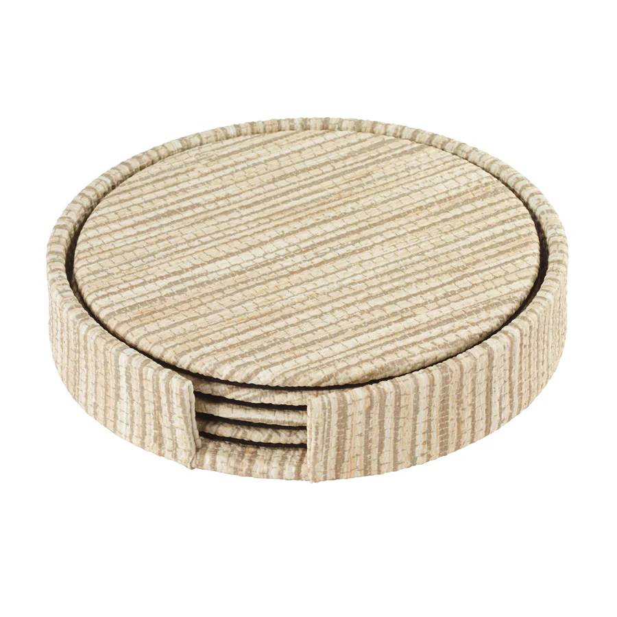 Grasscloth Latte Coaster Set