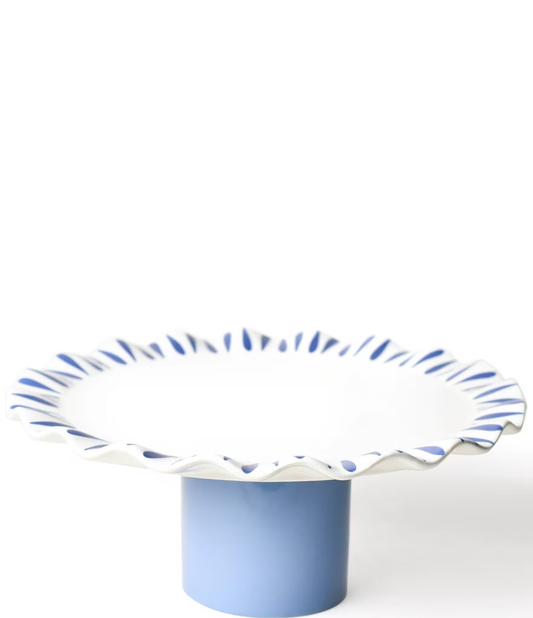 Iris Blue Drop Large Ruffle Cake Stand