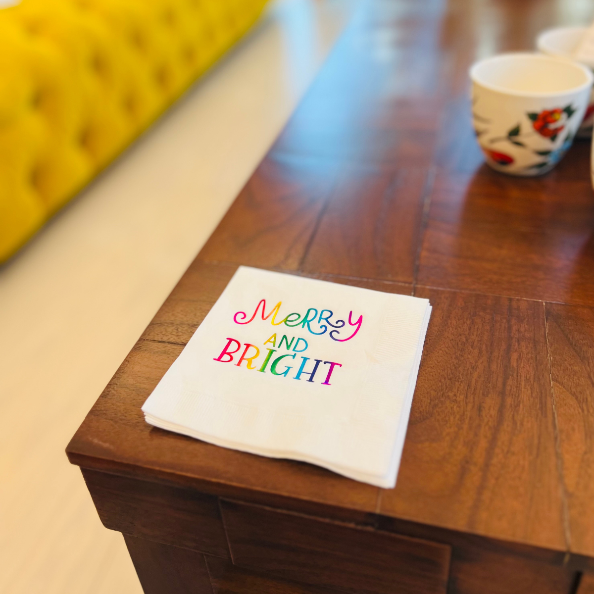 Merry & Bright Christmas Cocktail Paper Napkins