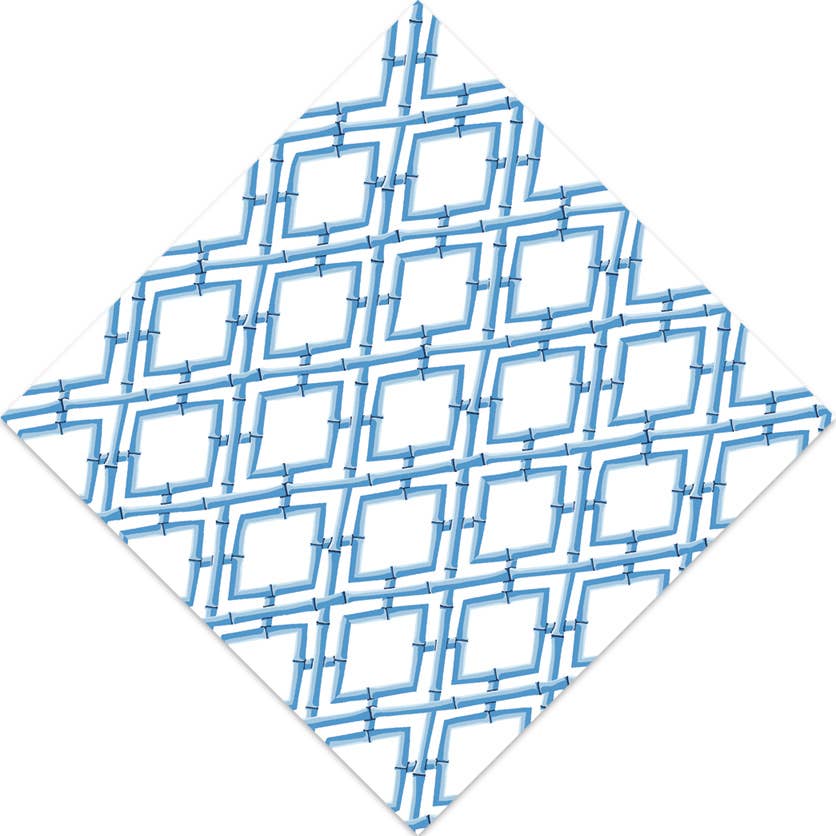 China Blue Bamboo Lattice Paper Cocktail Napkin | Pack of 20
