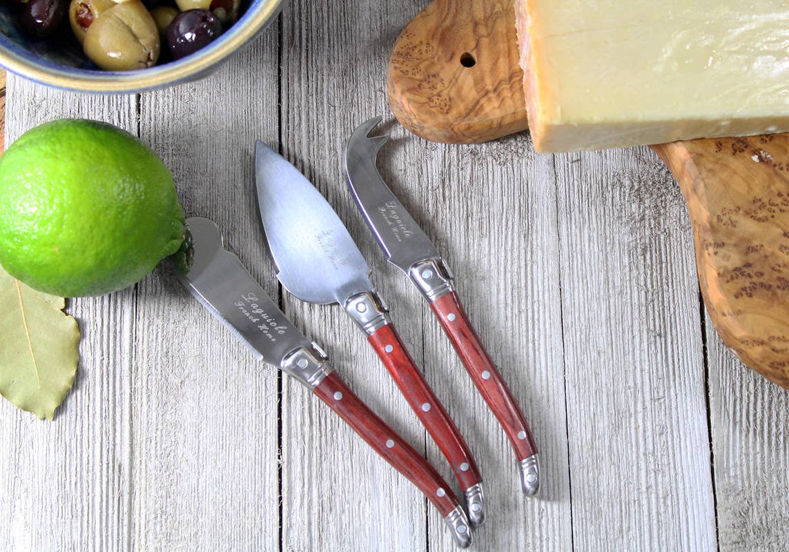 French Home Laguiole 3-Piece Pakkawood Cheese Knife Set