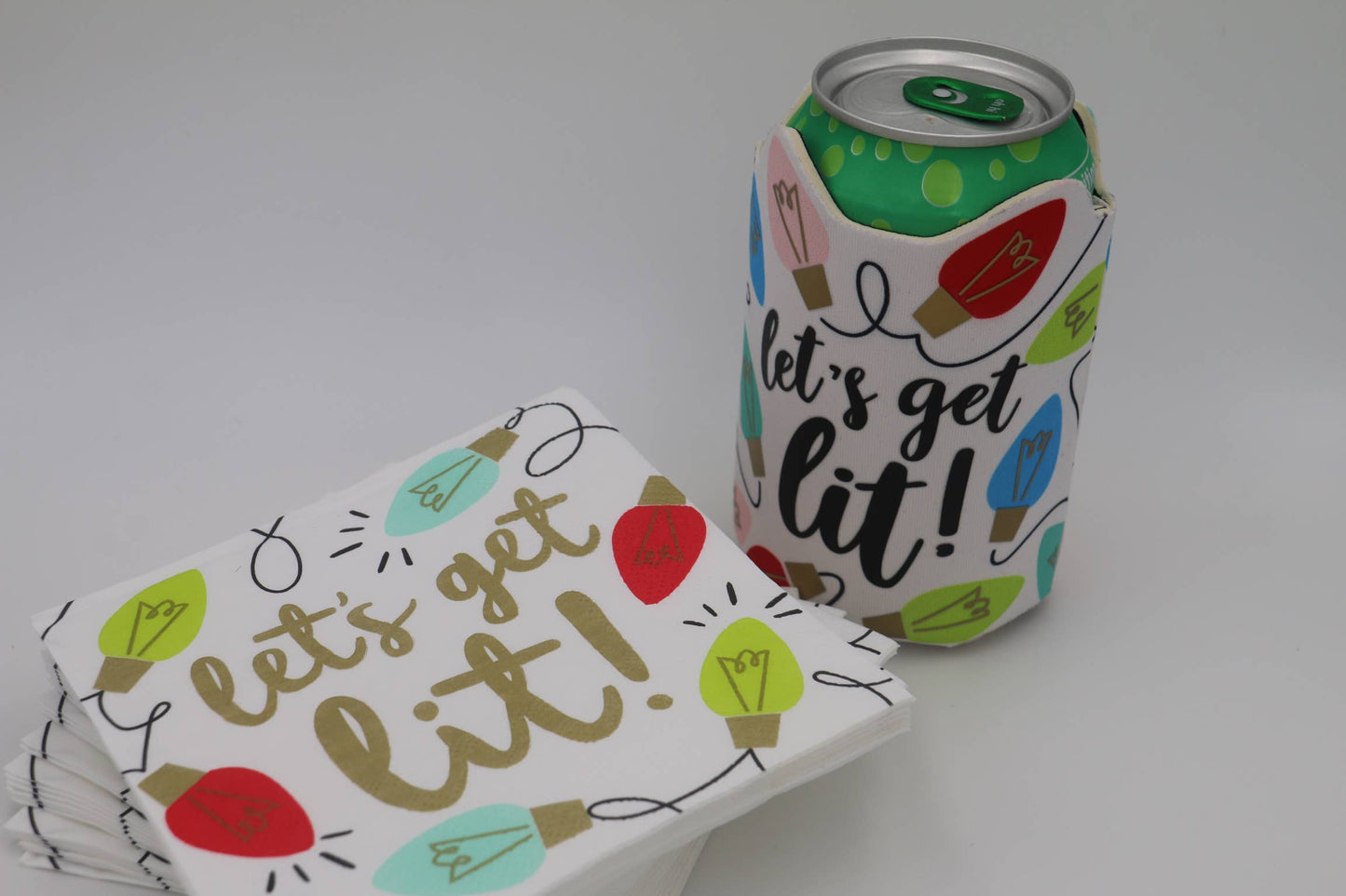 Funny Christmas Cocktail Napkins | Let's Get Lit - 20ct: Default Title