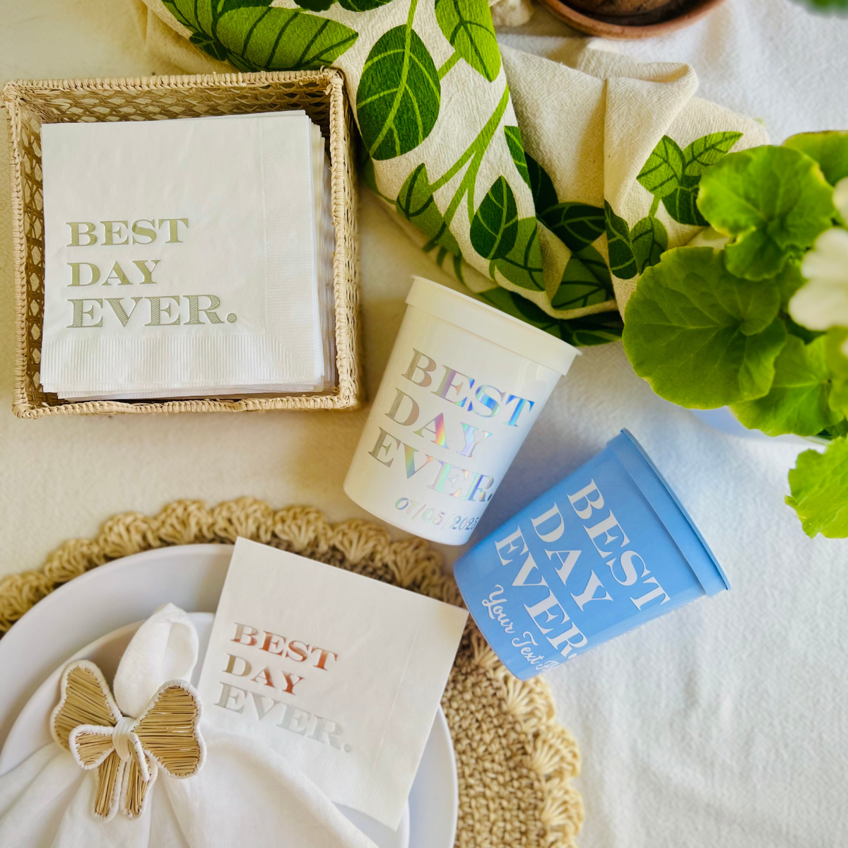 Best Day Ever Wedding Cocktail Paper Napkins
