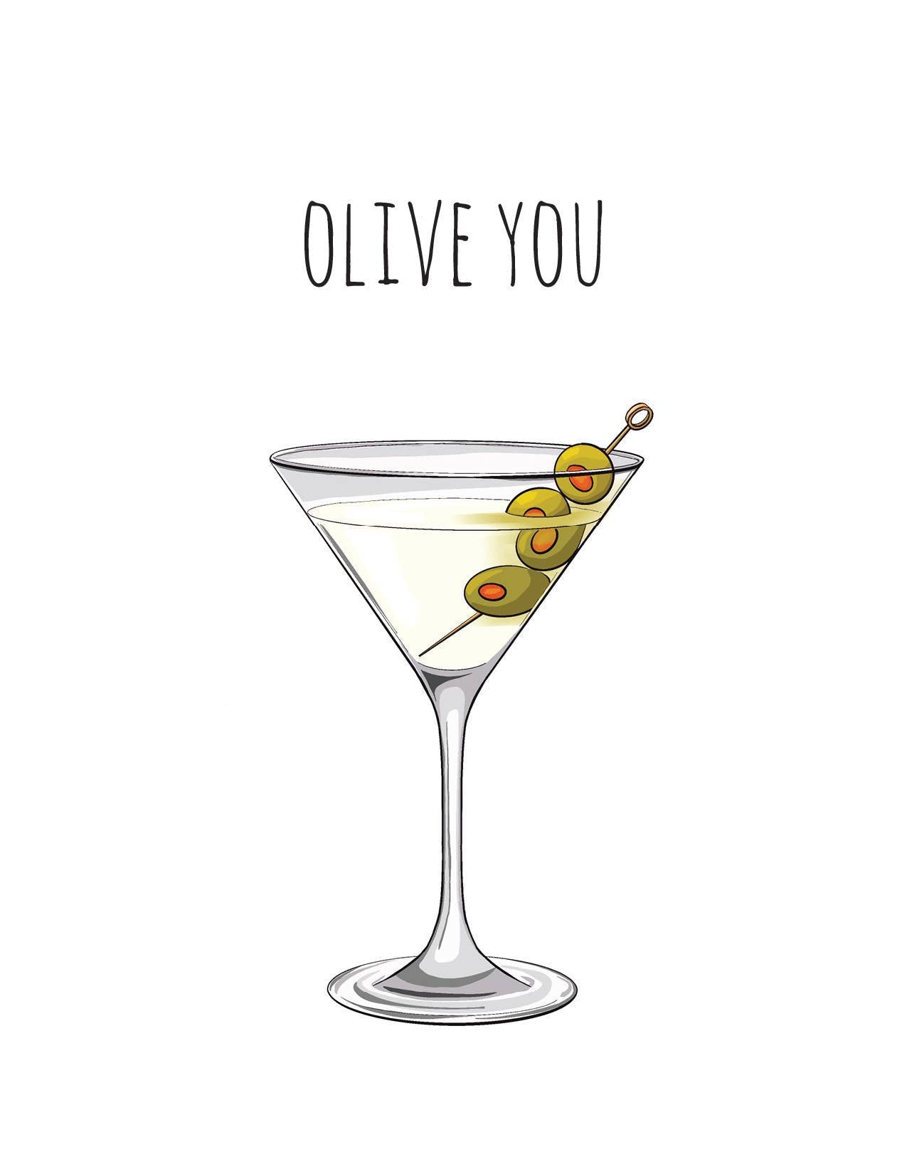 Olive You Hand Illustrated Love Card