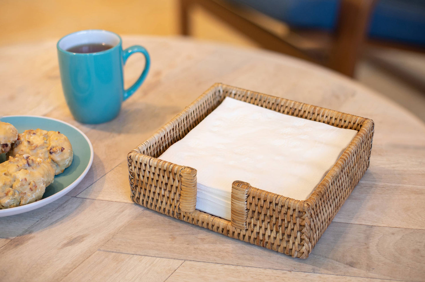 Artifacts Rattan™ Cocktail Napkin Holder with Cutout: Honey Brown