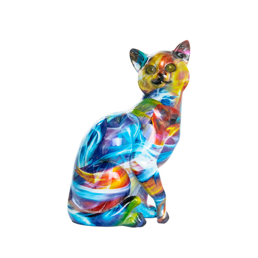 Smoke Art Cat Sculpture - 9" tall
