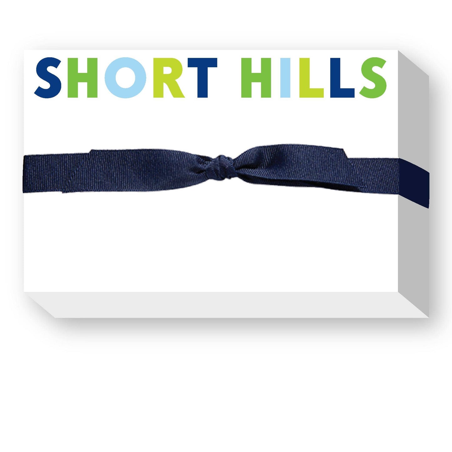 RAINBOW BIG & BOLD CUSTOM NOTEPAD: BLUE/GREEN RAINBOW NAVY RIBBON - Hilton Head