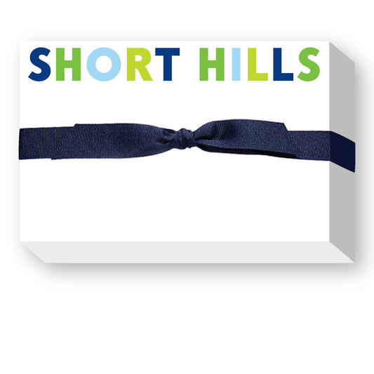 RAINBOW BIG & BOLD CUSTOM NOTEPAD: BLUE/GREEN RAINBOW NAVY RIBBON - Hilton Head
