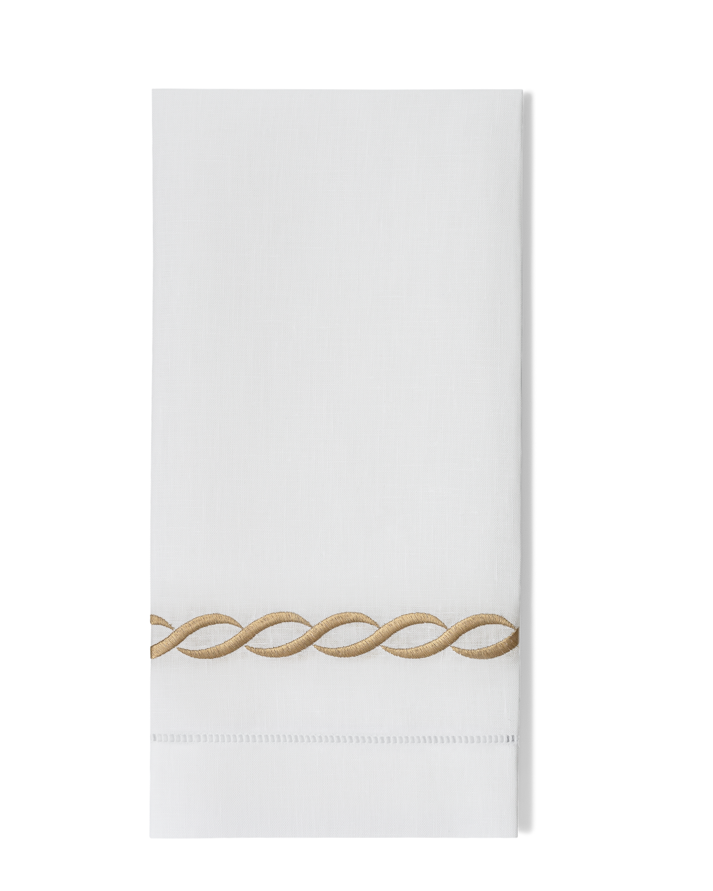 Greenwich Linen Chain Towel: Silver on White