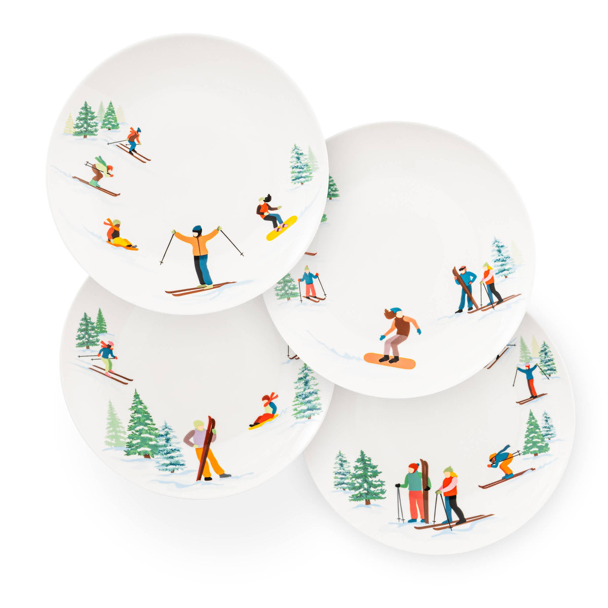 Ski Slopes Appetizer Plates, Set of 4 - Dessert - Apres Ski