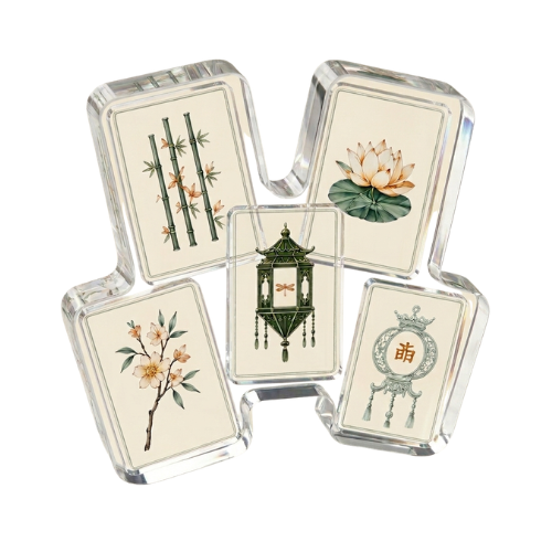 Acrylic Napkin Weight, Bamboo Lotus Mahjong