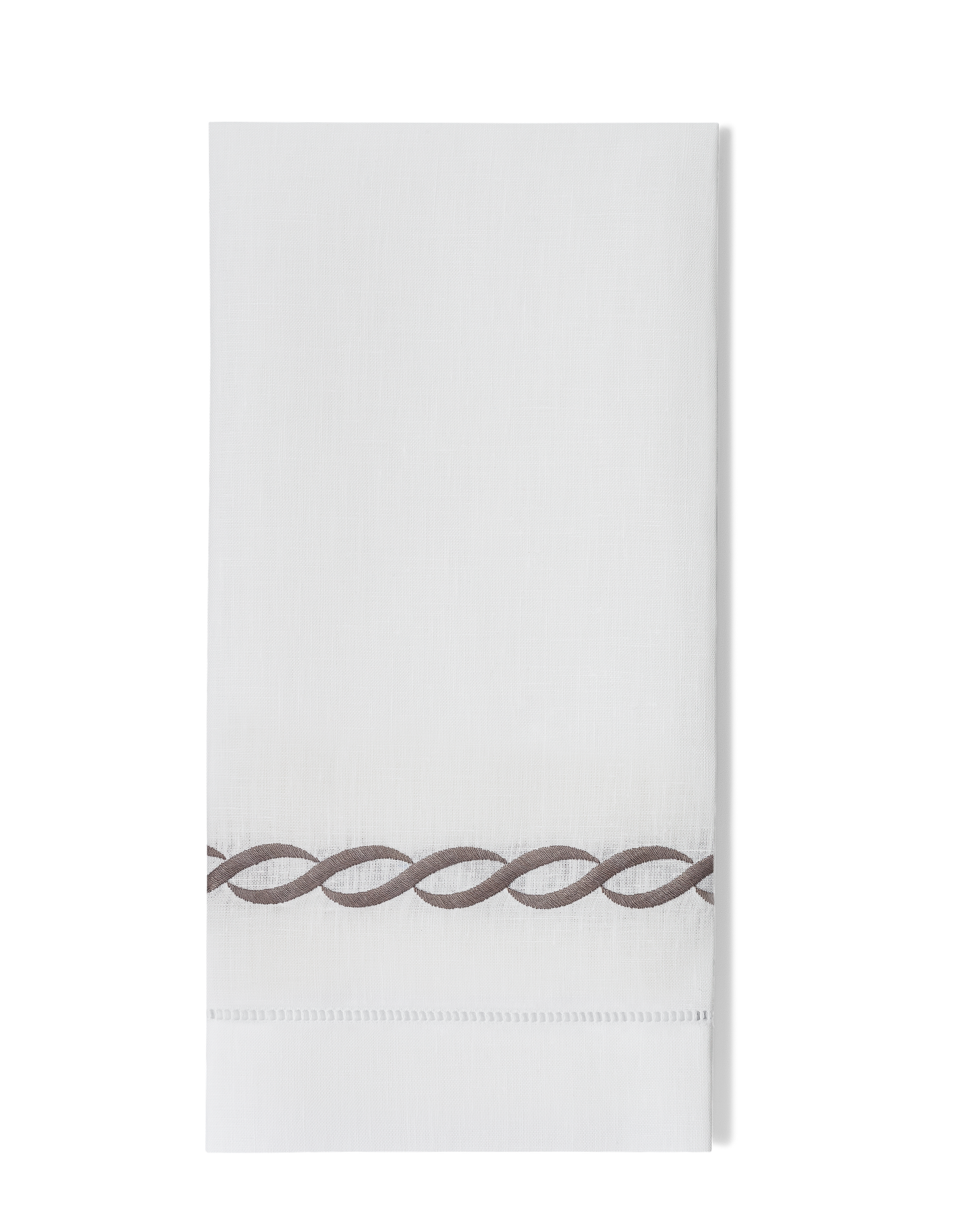 Greenwich Linen Chain Towel: Silver on White
