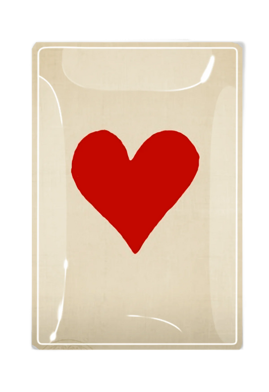 Red Long Heart Decoupage Glass Tray: 3.5"X 5.5"