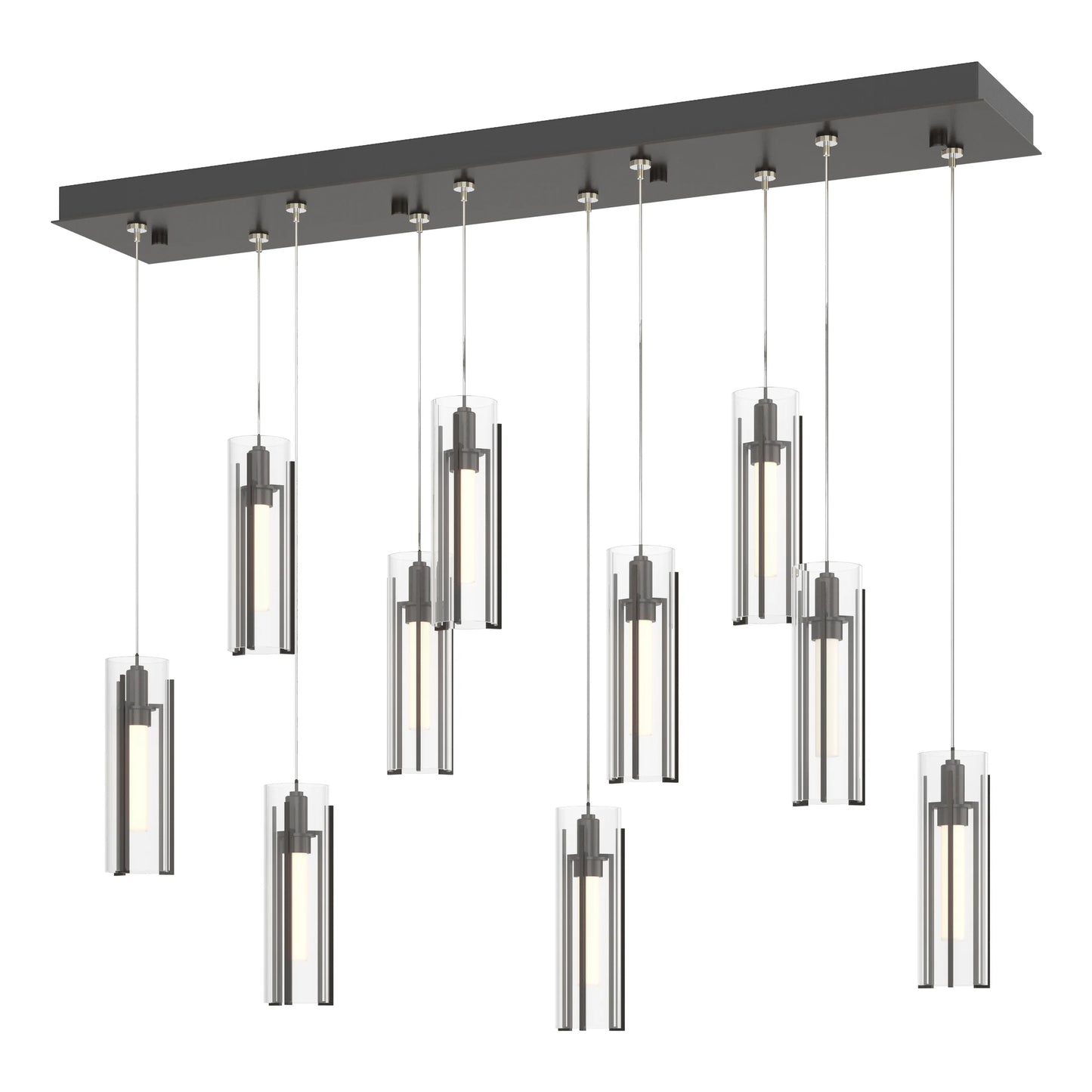 Exos Glass 10-Light Chandelier, Clear Glass/Oil Rubbed Bronze
