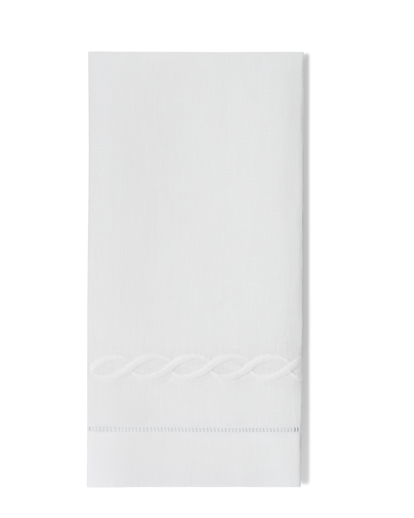 Greenwich Linen Chain Towel: Silver on White