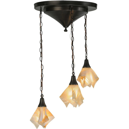 23"W Metro Blush Swirl 3 Lt Cascading Pendant